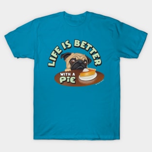 Cute great wonderful awesome Pug Eying Pie on Table T-Shirt